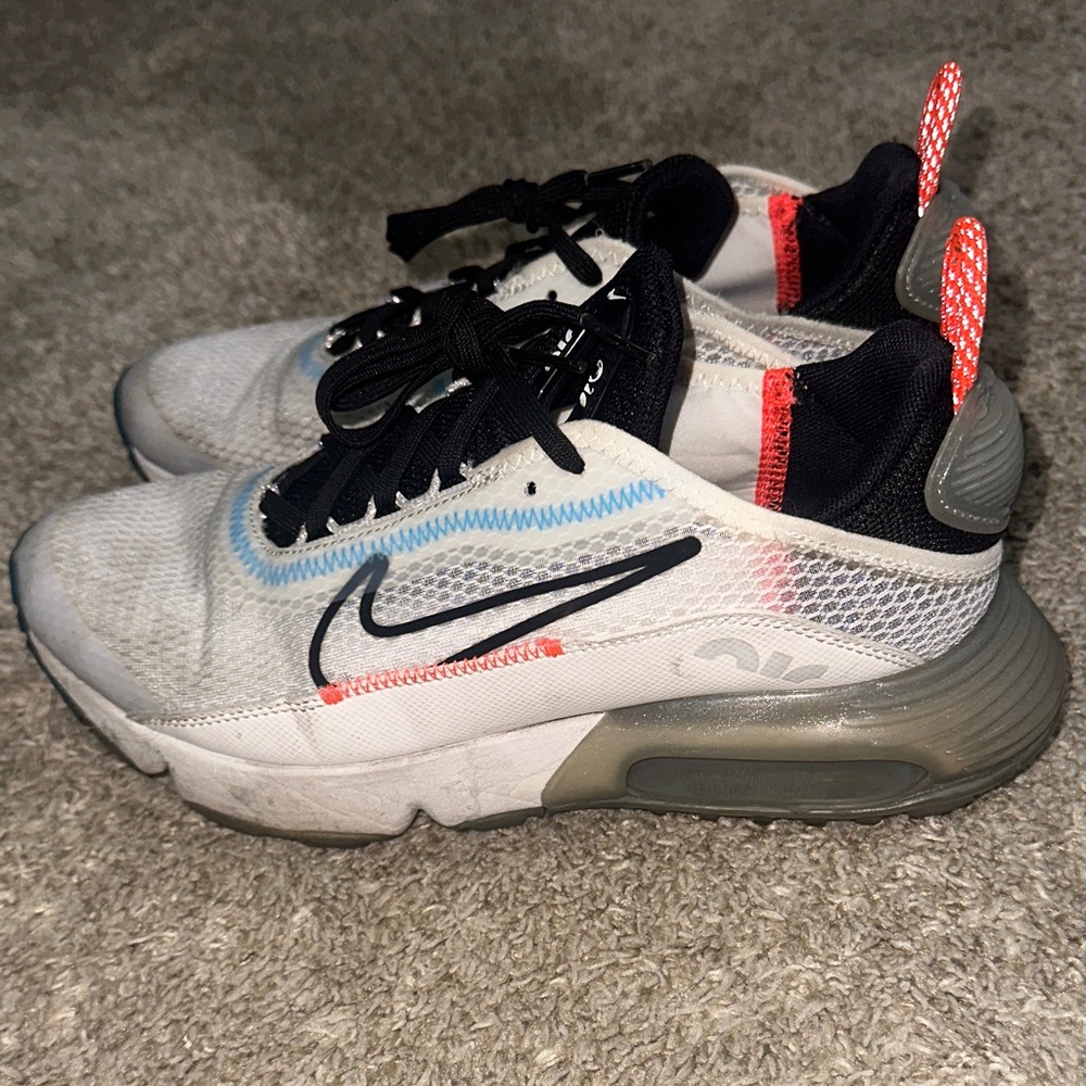 Nike Kids' White and Gray Sneakers with Red Accents